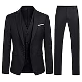 YOUTHUP Herren 3 Teilig Anzug 2-Knopf Slim Fit Anzüge Einreiher Sakko Weste Hose für Business...