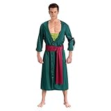 Chaks - Zoro Kostüm Herren, offizielles One Piece Outfit, 2-teiliges Anime Set mit Mantel & Gürtel...