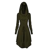 TSIRNK Gothic Kleid Damen,Mittelalter Kleidung Damen,Halloween Kostüm,Renaissance Mit Kapuze Kleid...