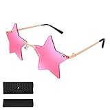 Yolev Witzige Sonnenbrille Damen Vintage Randlose Stern Partybrille Sonnenbrille Transparent Rosa...