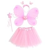SOIMISS Mädchen Fee Kostüm Set mit Schmetterling Flügel Tutu Zauberstab Und Stirnband Party...
