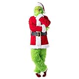 Grinch Weihnachtskostüm Lustiges Verkleidung Erwachsene inklusive Maske Grün Monster Kostüm für...