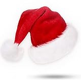 Jonami Weihnachtsmütze Nikolausmütze Plüsch. Weihnachtsmann Mütze Rot fur alle Erwachsene...