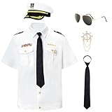 Ezuwail Yacht Kapitän Kostüm Matrose Kostüm für Männer Erwachsene Kapitän Hemd Hut...