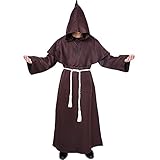 Myir JUN Mönch Robe Kostüm Mönch Priester Gewand Halloween Kostüm mit Kapuze Mittelalterliche...