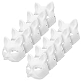 Toyvian 10 Stück Katzenmasken zum Bemalen, Tiermasken zum Selbermachen, weiße Halbmasken für...