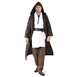 Claofoc Jedi Kostüm für Erwachsene Männer Jedi Robe Kapuzenrobe Umhang Tunika Cosplay Kostüm...