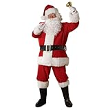 Geagodelia Weihnachtsmann Kostüm Set mit Jacke Hose Mütze Bart Gürtel Handschuhe Schuhebedeckung...