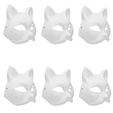 RTBRCG 6 Stücke Cat Mask, Katzen Maske, Masken Zum Bemalen Kinder für Cosplay DIY Katzen Masken...