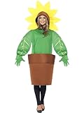 Smiffys Sonnenblumenkostüm, Top mit Kapuze, Blumentopf und Handschuhe