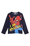 Spiderman Jungen Langarmshirt Pullover Spidey (128, Dunkelblau)