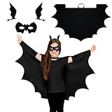 JSRHEEM Bat Costume, Halloween Fledermaus Kostüm Kinder, Fledermaus Cape, Fledermaus Maske in...