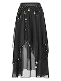 HULIJA Damen Bauchtanz Rock Lang Tanzrock Pailletten Asymmetrisch Rock Tanz Bühnenrock...