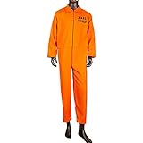 JQMAO Orange GefäNgnis Kostüm Herren Halloween Kostüm Damen Unisex SträFlingskostüM Prisoner...