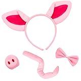 Balinco Schwein Kostüm Set bestehend aus Ohren Haarreif, Fliege, Schwanz & Schweinenase,...