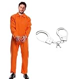 LYNBLY Gefängnis Kostüm Orange, Häftling Kostüm Herren, Sträfling Orange Overall,...
