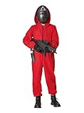 Maskworld - Korean Game Aufseher Kostüm für Kinder - Roter Overall ohne Maske - 168 - Verkleidung...