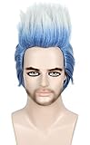 Linfairy Anime Kurzgeschichtetes Cosplay -Perücken Halloween Kostüm Blau Silber Hair Party...