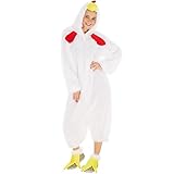 dressforfun Kostüm Huhn für Sie und Ihn | Aus zotteligem Plüsch | Mit einem praktischen...