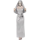 Smiffys Kostüm Gothic-Nonne, Grau, mit Kleid und Kopfteil