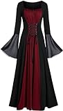 Gothic Cosplay Damen Langarm Langes Kleid für Themenpartys oder Halloween Mittelalter...