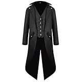 FYMNSI Herren Gothic Steampunk Frack Mantel Männer Mittelalter Viktorianischen Vintage Jacke mit...