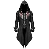 Steampunk Herren Jacke mit Kapuze, Gothic Frack Herren Mantel,Gehrock Herren Mittelalter...