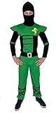 Foxxeo grünes Ninja Kostüm für Kinder - Größe 110-152 - grüner Ninja Kämpfer für Jungen...