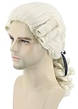 Topcosplay Herren Barock Perücke mit Zopf Beige Richter Perücke Rokoko Lockig Marquis Perücke...