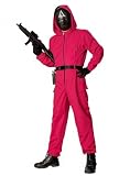 Korean Game Aufseher Kostüm - Overall in Hot-Pink ohne Maske - Größe: XL - Verkleidung Karneval...