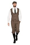 shoperama 20er Jahre Anzug Knickerbocker Herren-Kostüm Braun-Beige Weste Schiebermütze The Roaring...