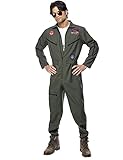 KULTFAKTOR GmbH Top Gun-Kostüm für Herren Jetpilot Kostüm Karneval Khaki L