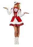 Tanzmariechen Kleid Garde für Kinder rot/weiß mit Pailletten ohne Hut Gr. 42