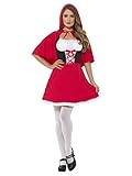 Smiffys Rotkäppchen-Kostüm, Rot, mit kurzem Kleid und Kapuze