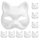 Garneck 10 Stück Katzenmasken Leere Masken Maskerademasken Abschlussballmasken Tiermasken Leere...