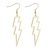 Gold Blitz Ohrringe Damen Metall Blitz Ohrringe Lightning Tropfen Ohrringe für Damen und Mädchen...