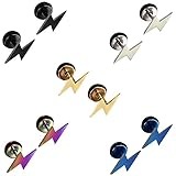 5 Paare Edelstahl Blitz Ohrstecker Set Ohrringe für Damen Herren, Ohrringe Herren Schwarz, Ohrringe...