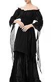 Halloween Kostüm Damen,Mittelalter Renaissance Kleidung mit Korsett Gürtel Retro Maxikleid...