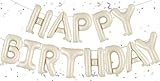 Beige Happy Birthday Ballons Banner, 16 Zoll Mylar Folie Buchstaben Geburtstag Zeichen Banner für...