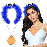 iZoeL krümelmonster kostüm Damen Kinder, Cookie Haarreif krümelmonster Haarreif Cookie Halskette...