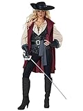 California Costumes Damen Lady Musketier - Erwachsenenkostüm, schwarz/burgunderrot, Medium