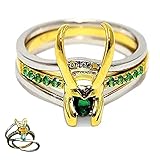 Yuemuop 1 Set Unisex Loki Ring, Thor Ring aus Legierung, stapelbare Ringe aus grünem Kristall für...