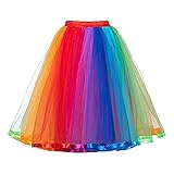 Gcroet Damen Regenbogen Tutu, Frauen Regenbogen viel Regenbogen Tüll Rock Mädchen Party Neonrock...