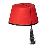 Boland 04016 - Erwachsenenhut Fez Fadime, Einheitsgröße, rot mit schwarzer Quaste, orientalische...
