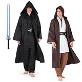 nezababy Jedi Kostüm für Erwachsene Männer Jedi Kapuzenrobe Tunika Outfit Cosplay Umhang Robe...