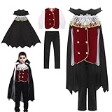 QDC Vampir Kostüm für Jungen Halloween Dracula Kinderkostüme Karneval Fasching Gothic Verkleidung...
