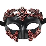 Generisch -römisches Halbgesicht Maskenkostüm für Karneval Themenpartys (Red, One Size)