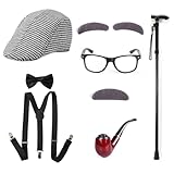 Enhenenhen 1920s Jahre Kostüm Accessoires Herren, Alter Mann Kostüm Set, 20er Opa Kostüm Mafia...