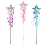 Chutoral 3 Stück Stern Zauberstab Prinzessin Zauberstab Fee Glitzer Stern Zauberstab Feenstab für...