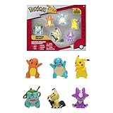Bandai - Pokémon – Pack mit 6 Figuren – Welle 3 – Pikachu, Schiglau, Glumanda, Bulbizar,...